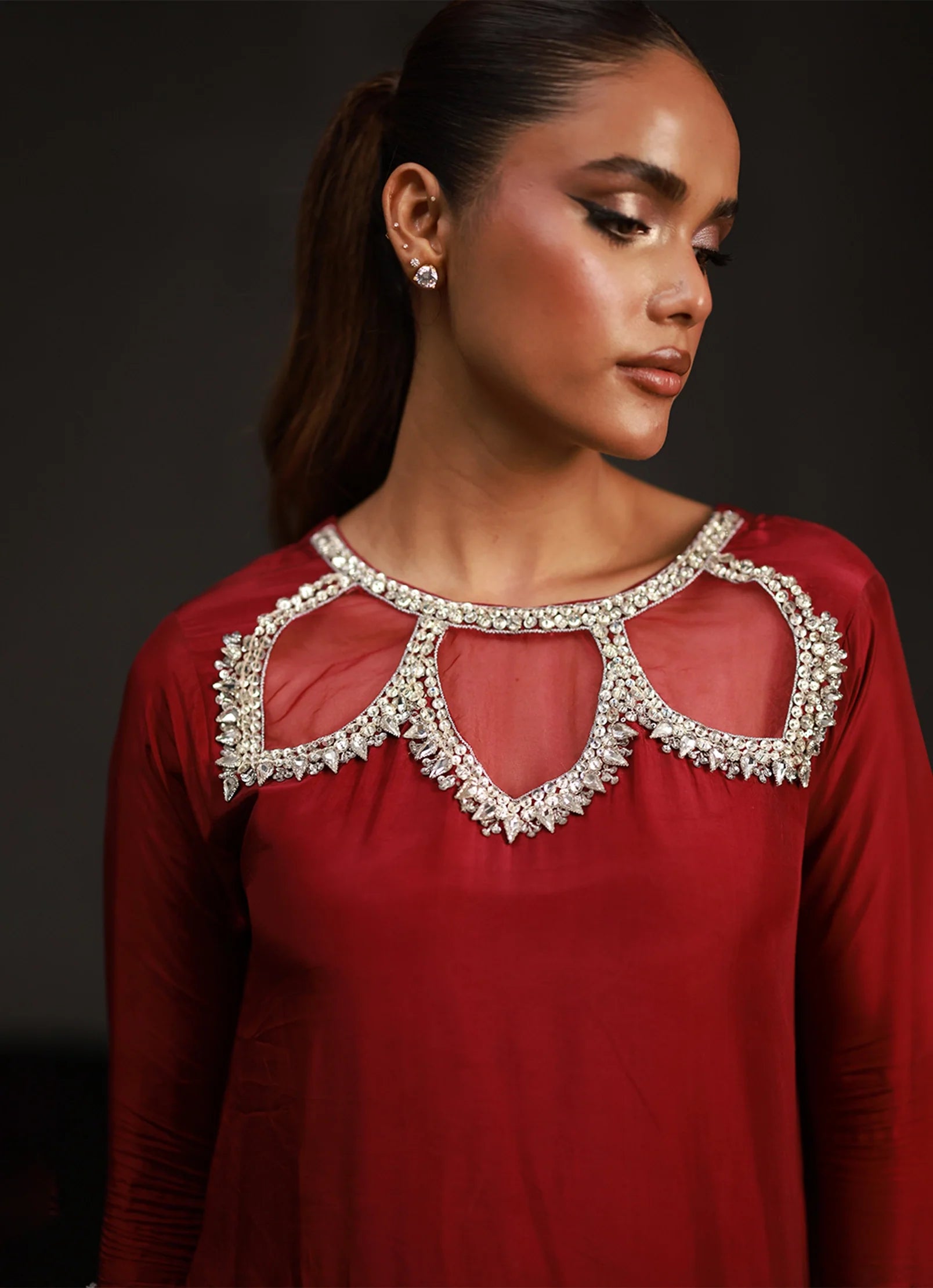 Crimson Jewel Set Embroidered Pret 3Pcs