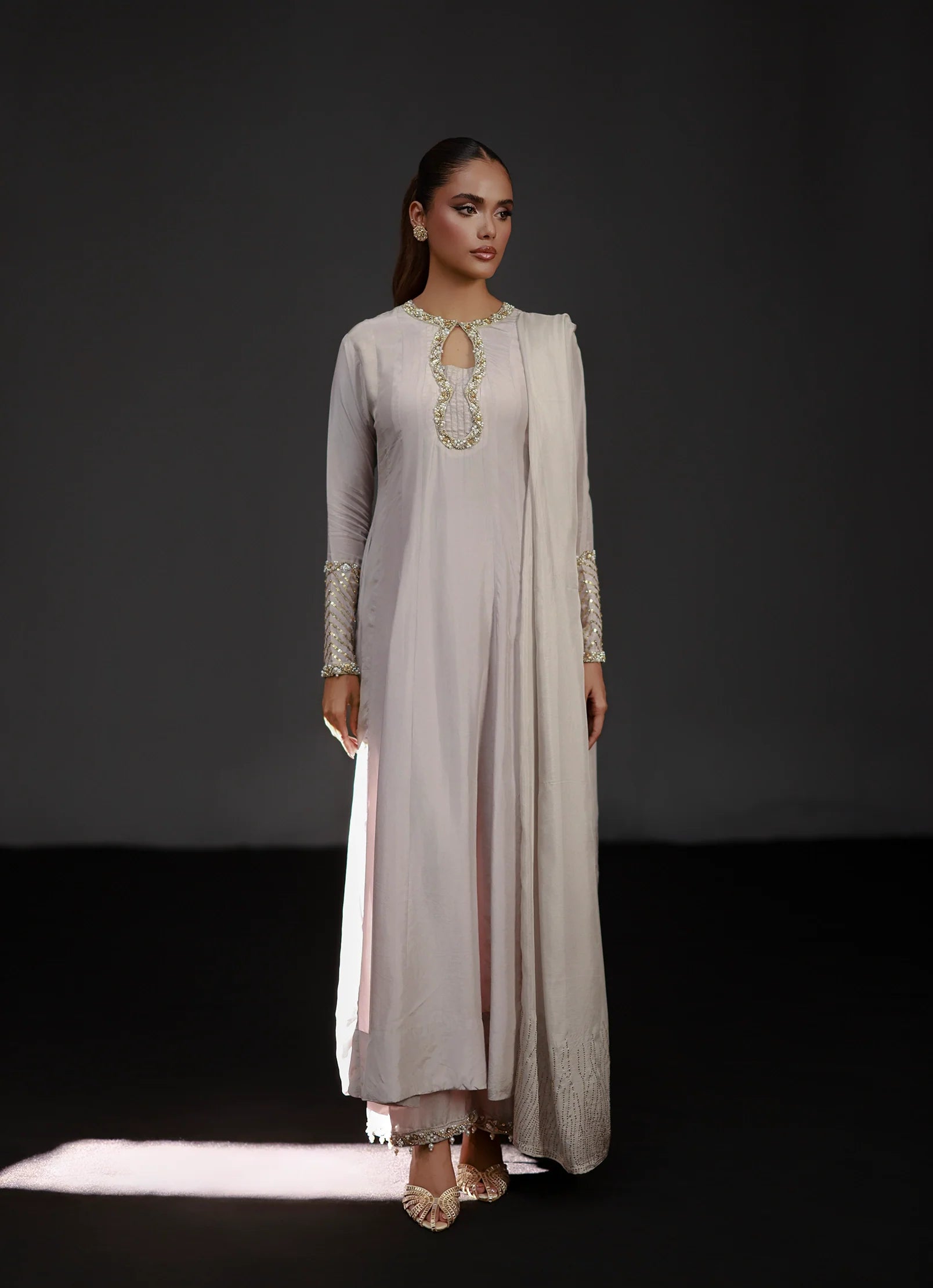 Silver Lunar Set Embroidered Pret 3Pcs