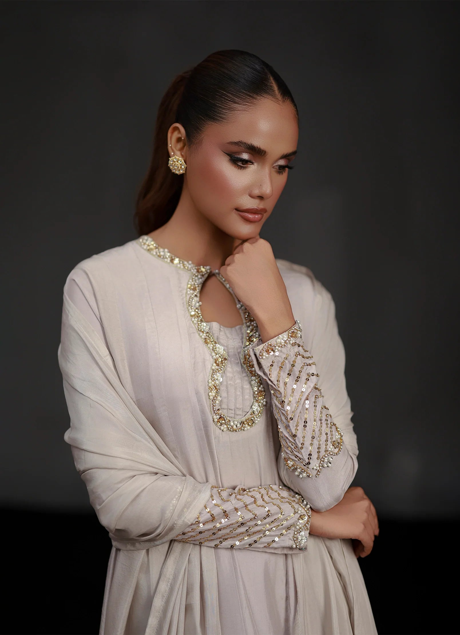 Silver Lunar Set Embroidered Pret 3Pcs