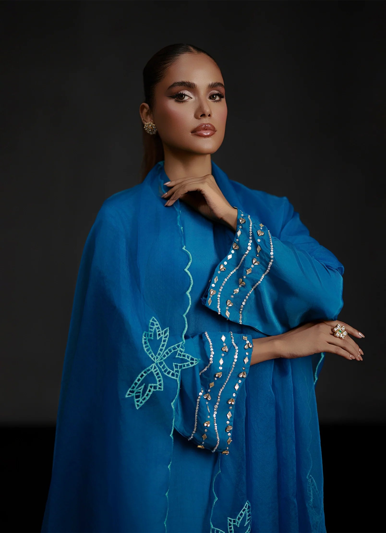 Aqua Mirage Set Embroidered Pret 3Pcs