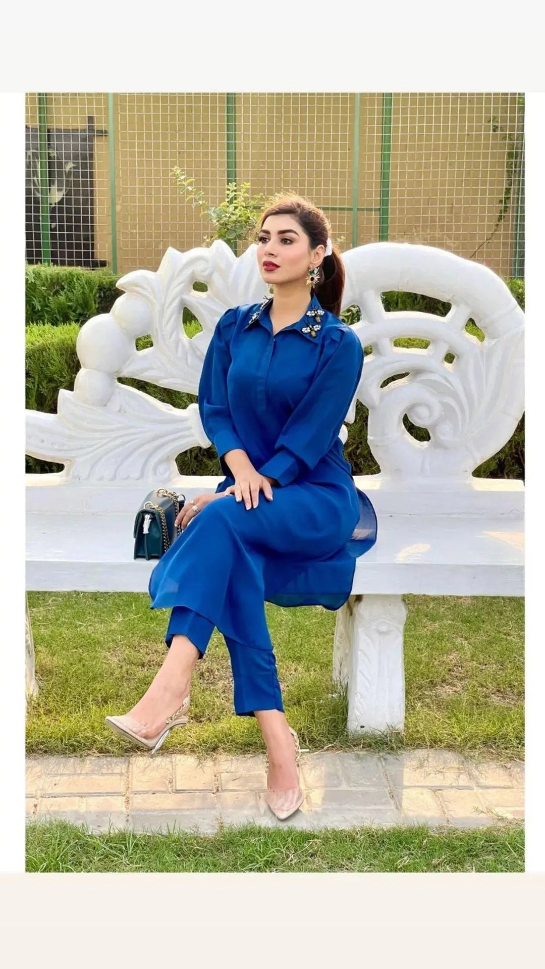 Royal Blue Love Georgette Pret 2 PCs
