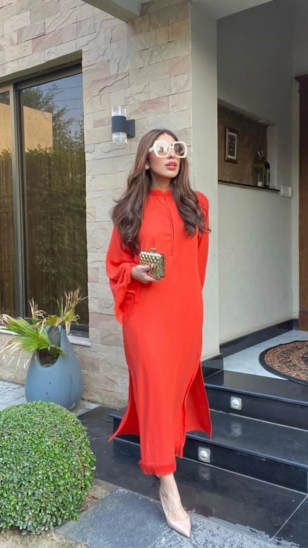 Threaded Love Orange Georgette Pret 2 PCs