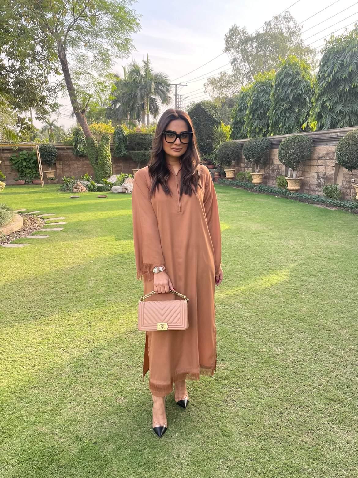 Threaded Love Camel Brown Georgette Pret 2PCs