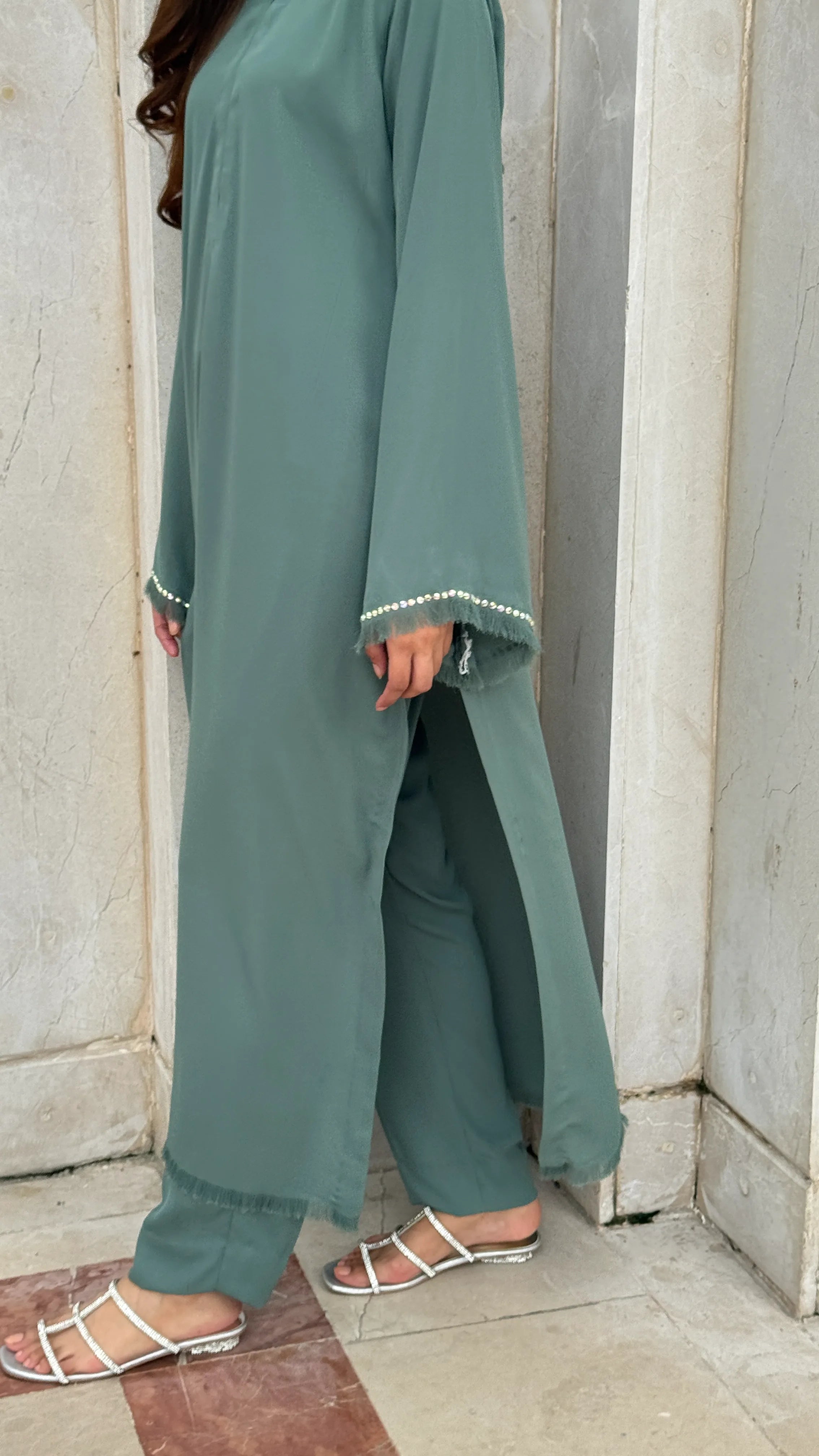 Cyan Georgette Co-ord Set 2 PCs