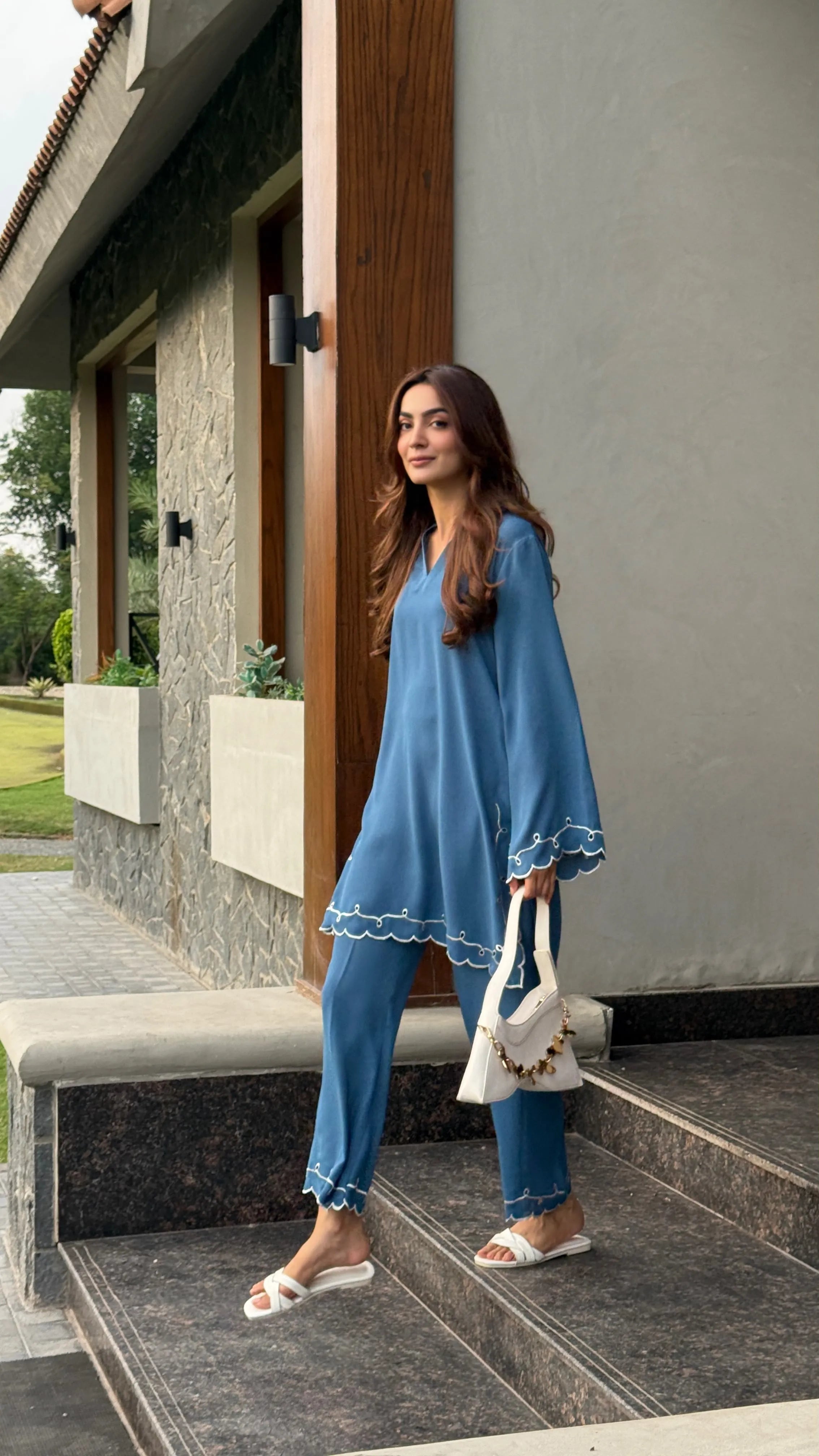 Soft Steel Blue Co-ord Set 2 PCs