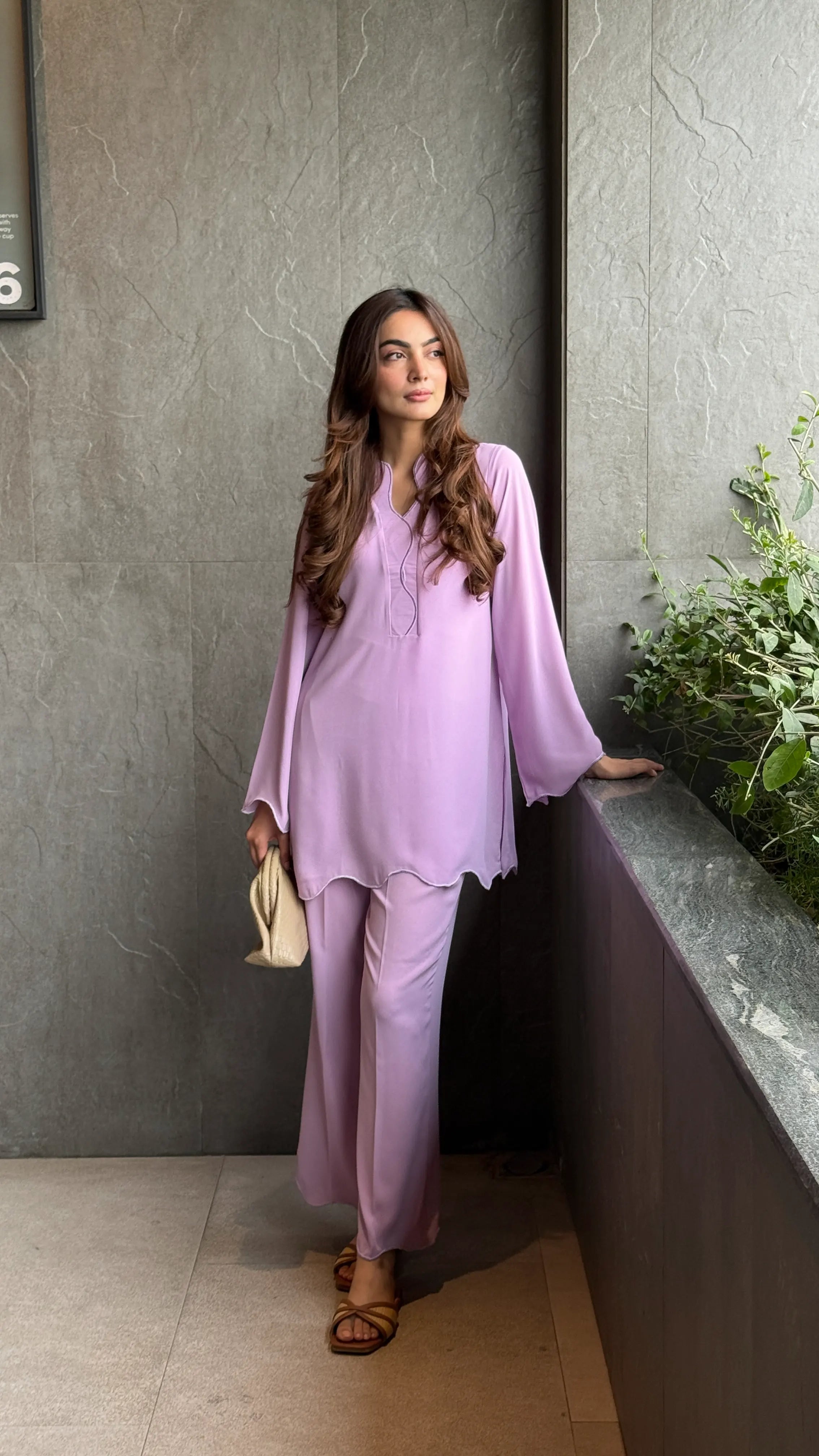 Lavender Georgette Co-ord Set 2 PCs