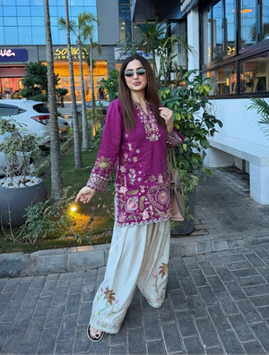 Mulberry Bloom co-ord set from Buraq Store ideal for summer dresses in Pakistan
