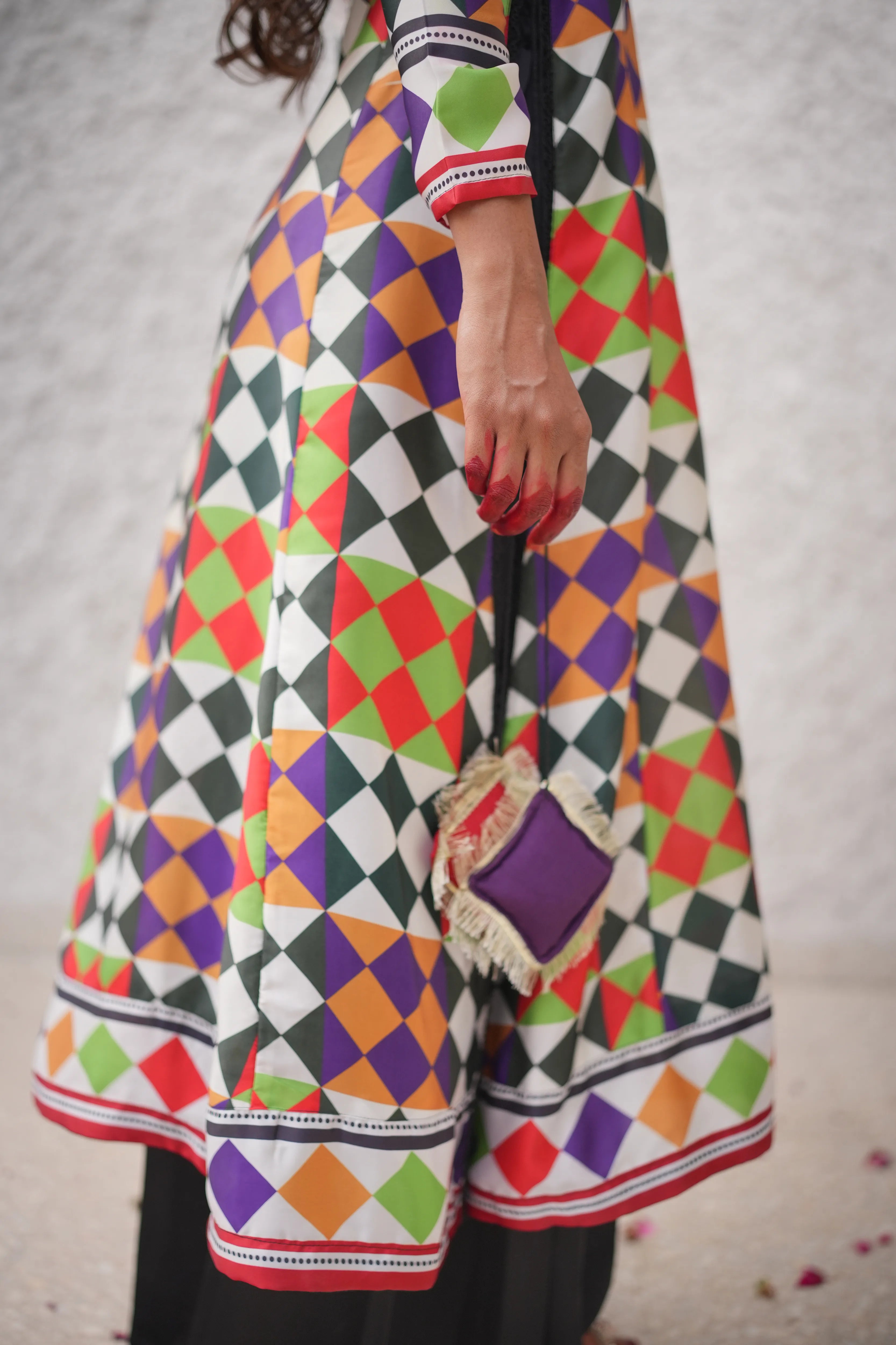 Checkered Silk Pret 3Pcs