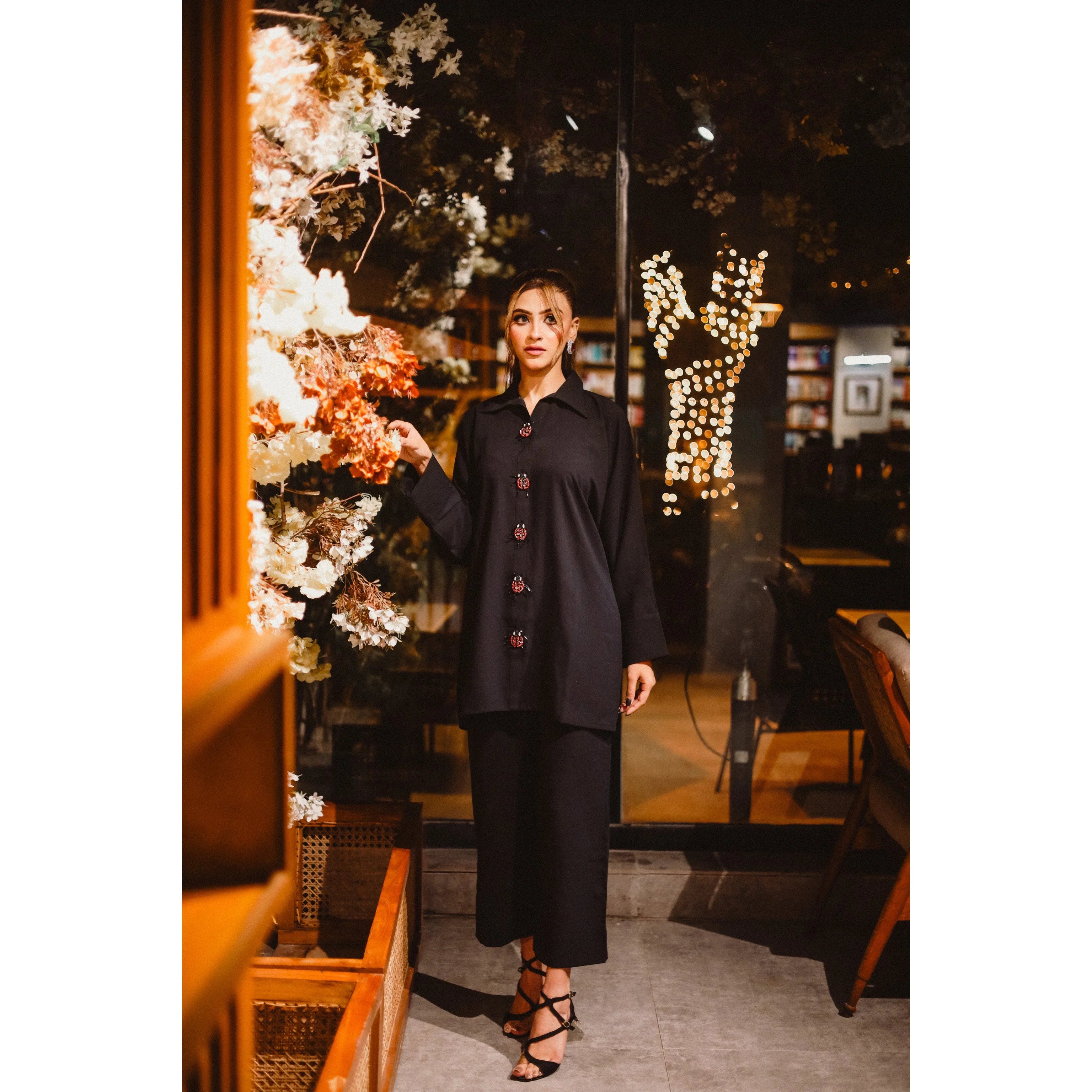 Lady Bird Black Co-ord set Crepe Pret 2 PCs