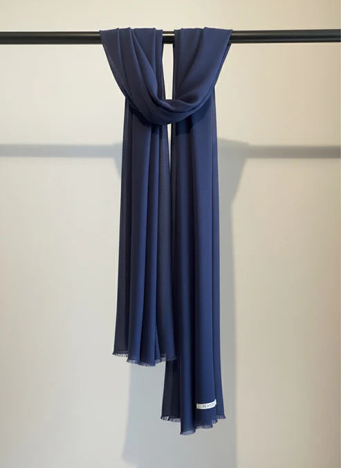 Navy Blue Turkish Lawn Scarf