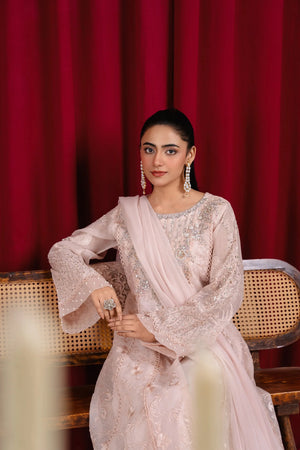 K-160 Peach Khadi Net Maxi Pret – Khadi Inspired Style