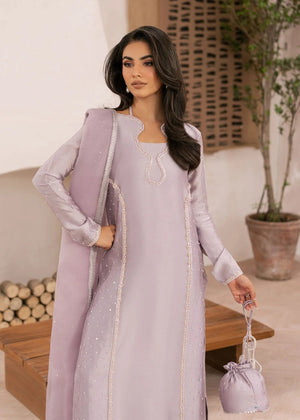 Lavender bridal dress tissue silk embroidered formal wear at BuraqStore