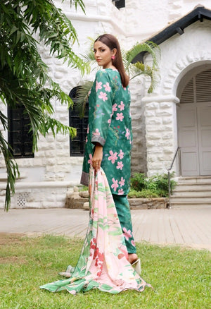 model posing in sea green dress by buraqstore fresh look