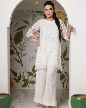 Lia Net Co-ord Set – Stylish Neckline Design