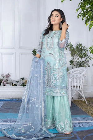 Lush Charcoal Organza Unstitched 3Pcs – embroidery cotton dress for women