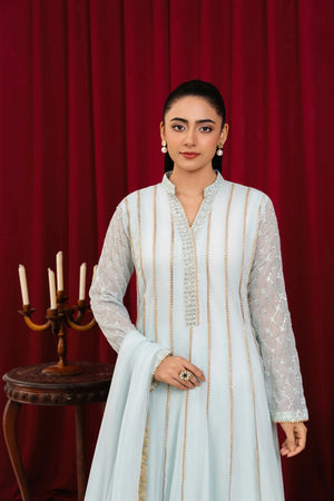 Maxi 106 Ice Blue Chiffon Long Maxi Dress