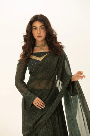 Mughal Muse – Mughal Print Saree 3Pc