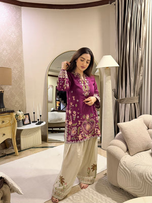 Elegant summer dresses for women by Buraq Store mulberry bloom co-ord set