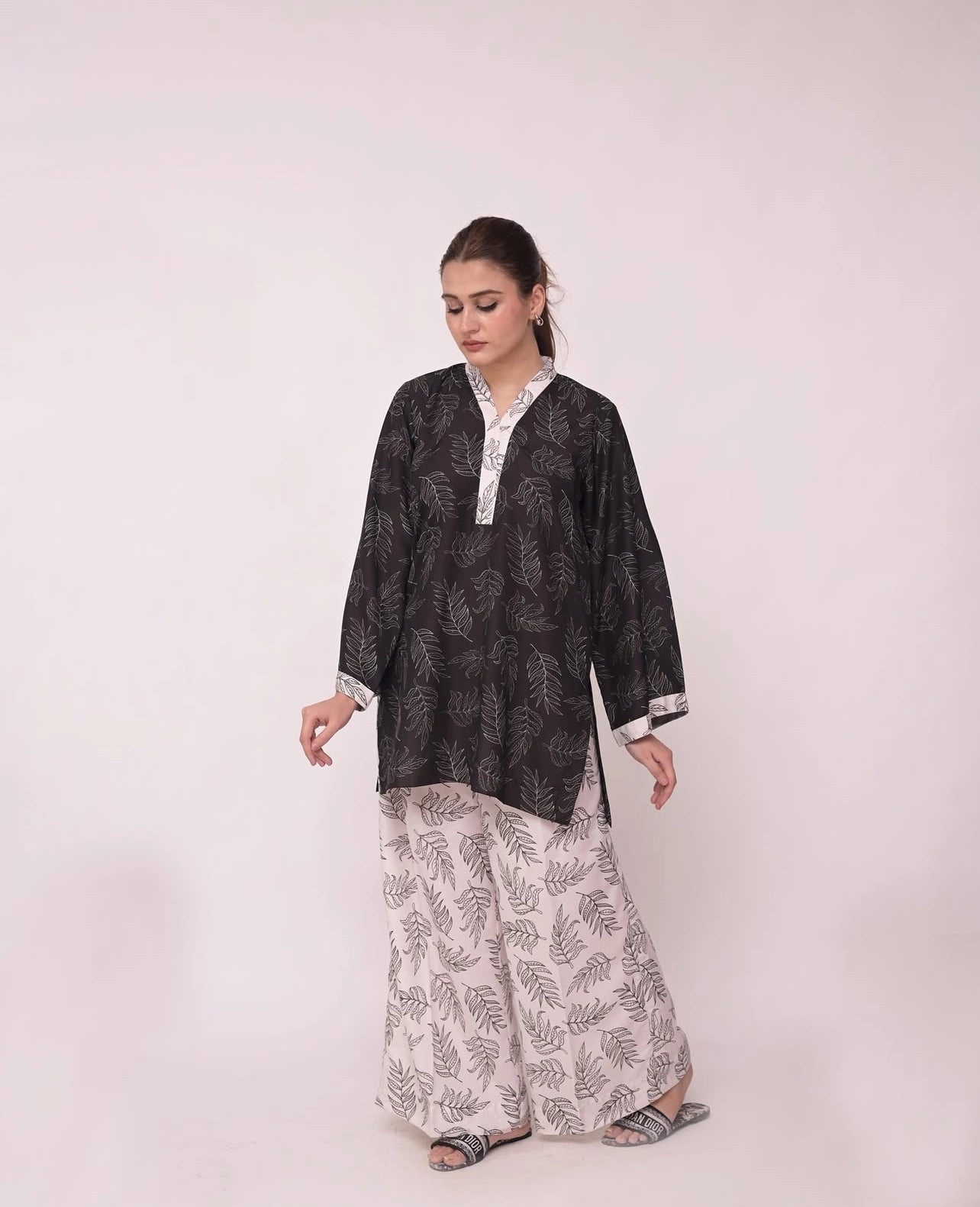 Muted Leaves – Co Ord Dress (Lawn 2PCs)