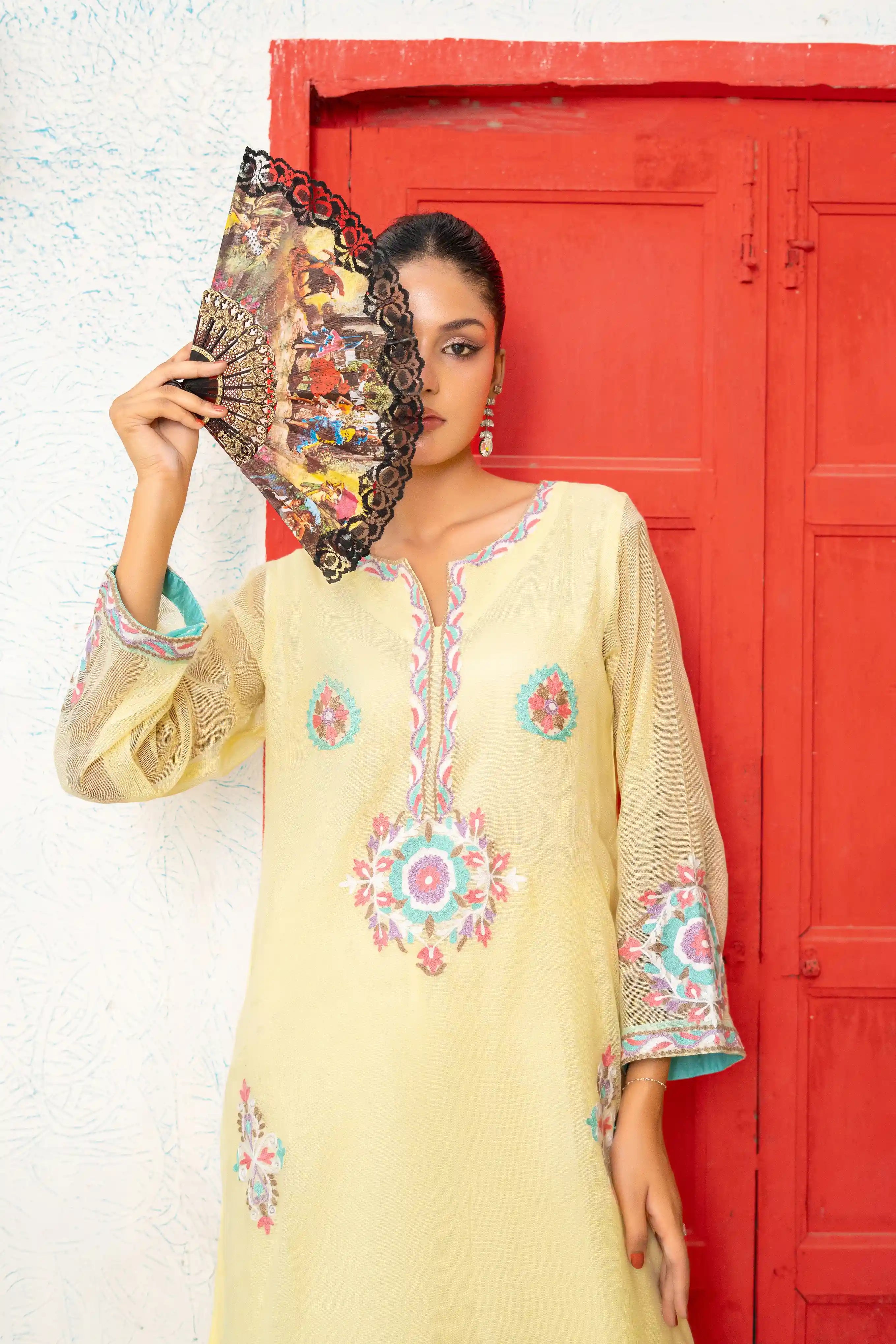 girl posing in yellow party dress by buraqstore elegant look