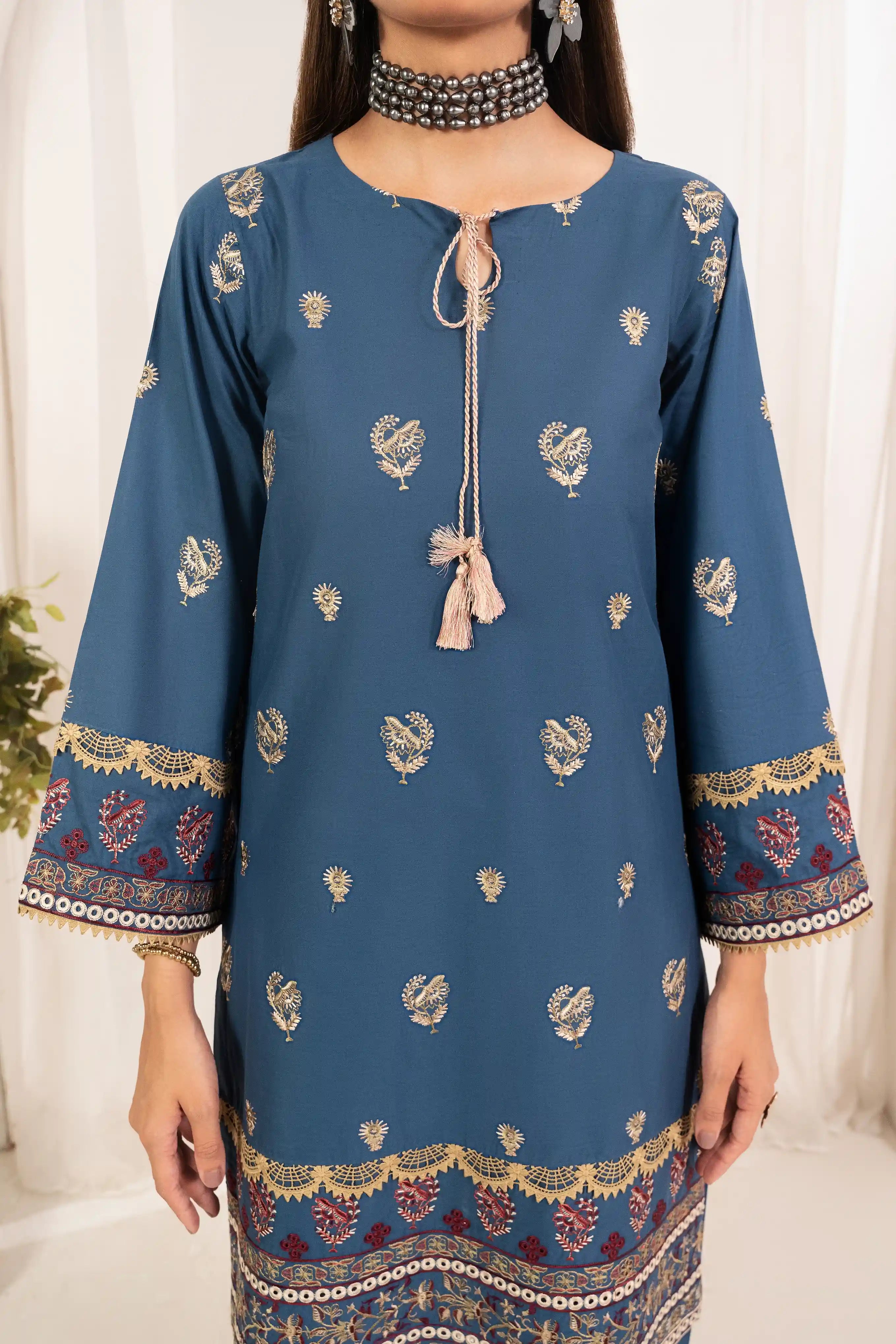 Nureh Cambric Dress 3Pc Pret