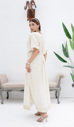 Off White Lawn Kaftan Dress