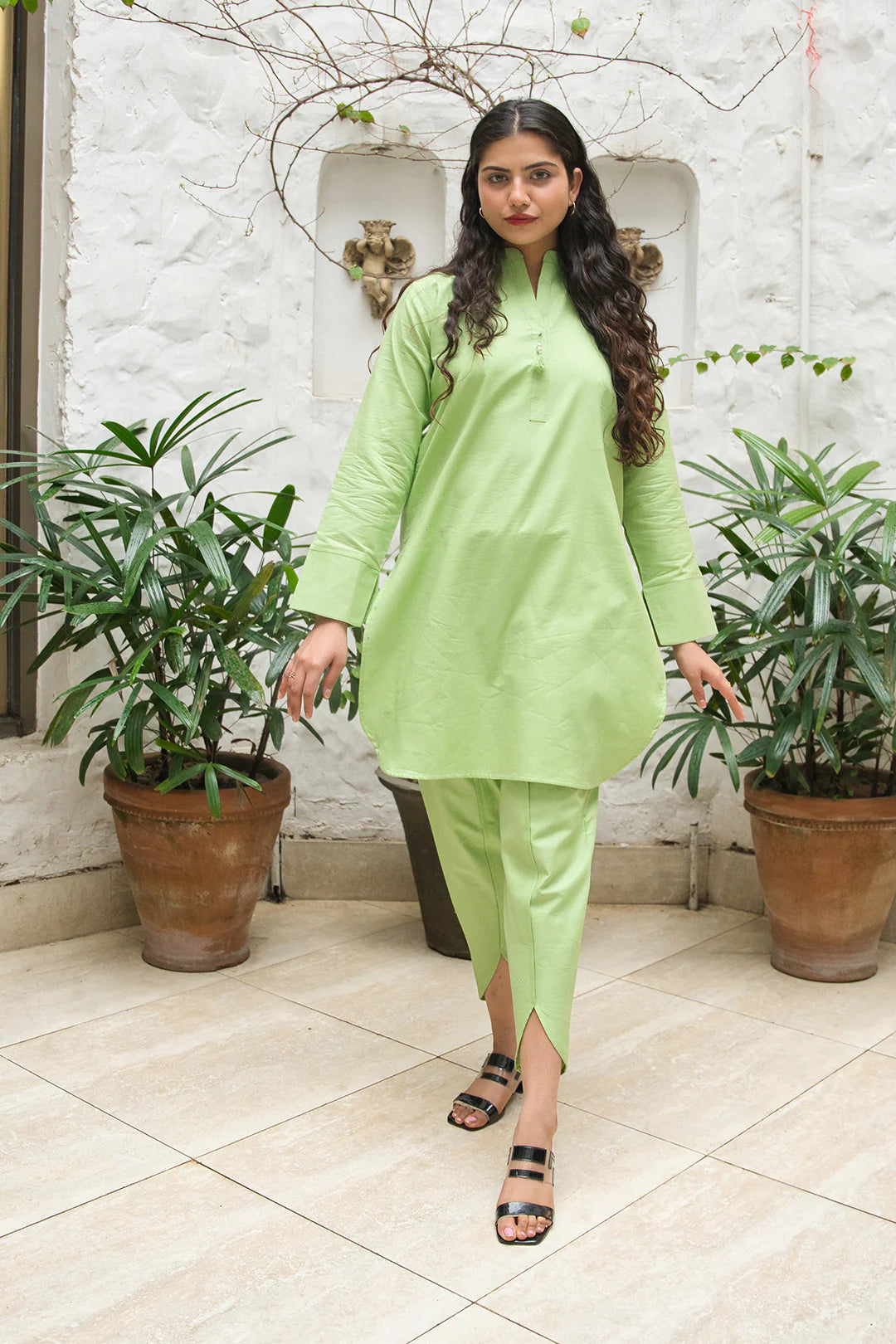 Pastel Green NV10D06 – Silk Co Ord Set (2PCs)