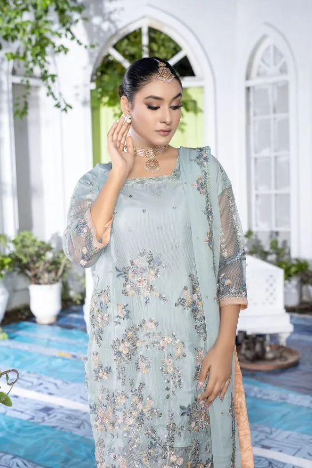 Pretty Mint Unstitched 3Pcs – embroidery dresses for ladies