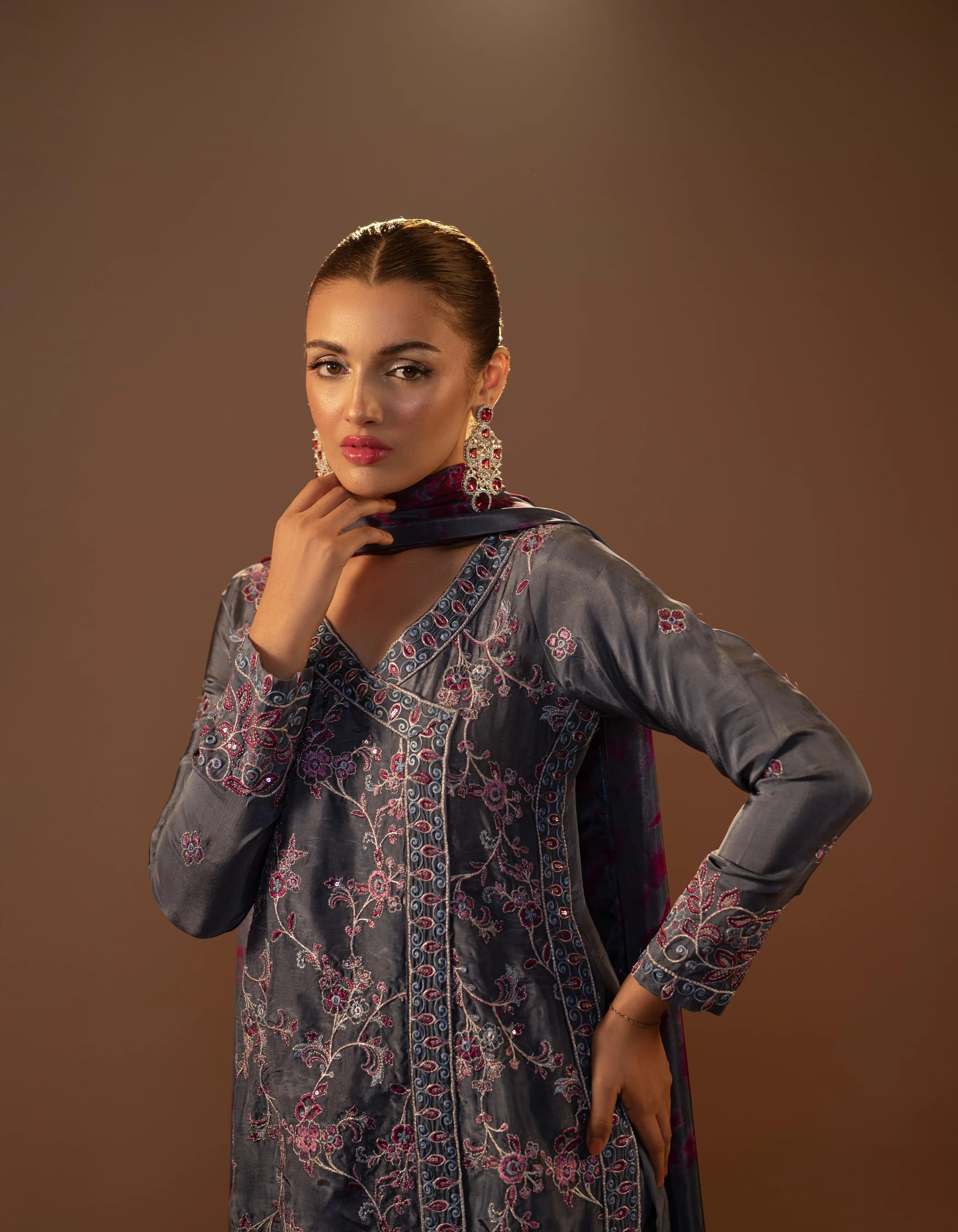 Rayya Elegance – Silk Angrakha Style Frock (3PCs)