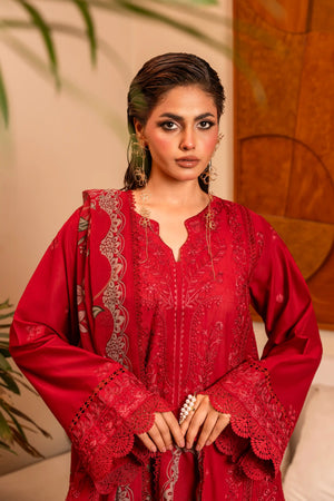 Roumera Embroidered 3Pcs Suit in Premium US Cotton