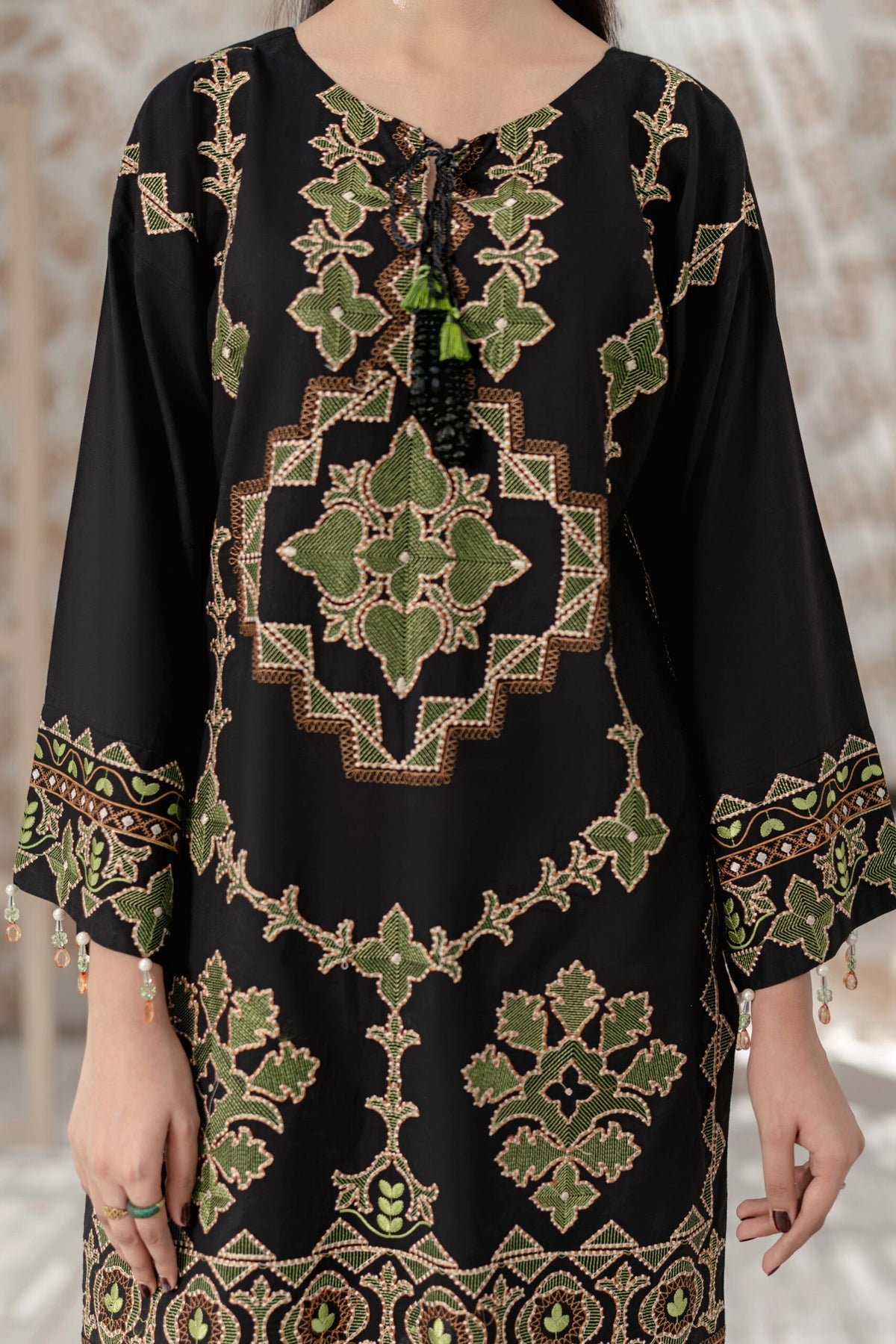 Black Lawn Dress, Embroidered 2PC | Buraq Store