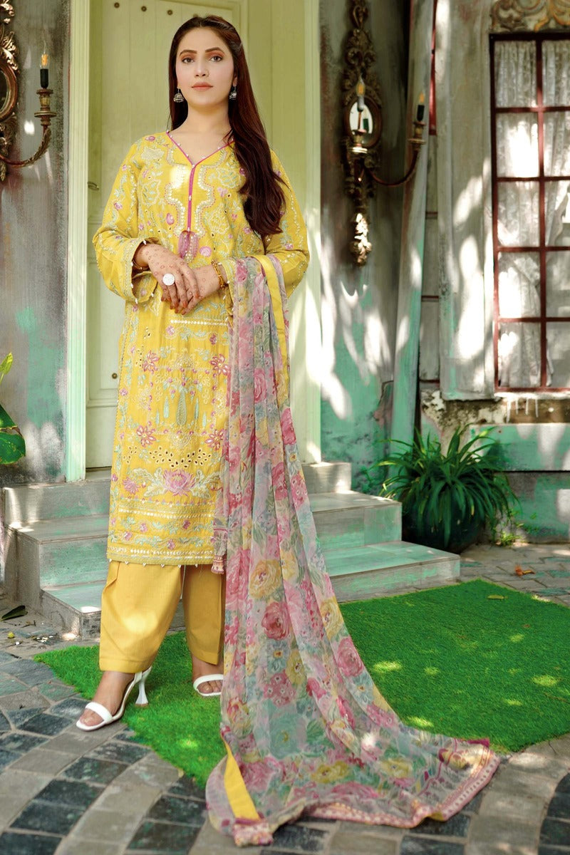 Embroided Lawn Suit 3-Piece Set
