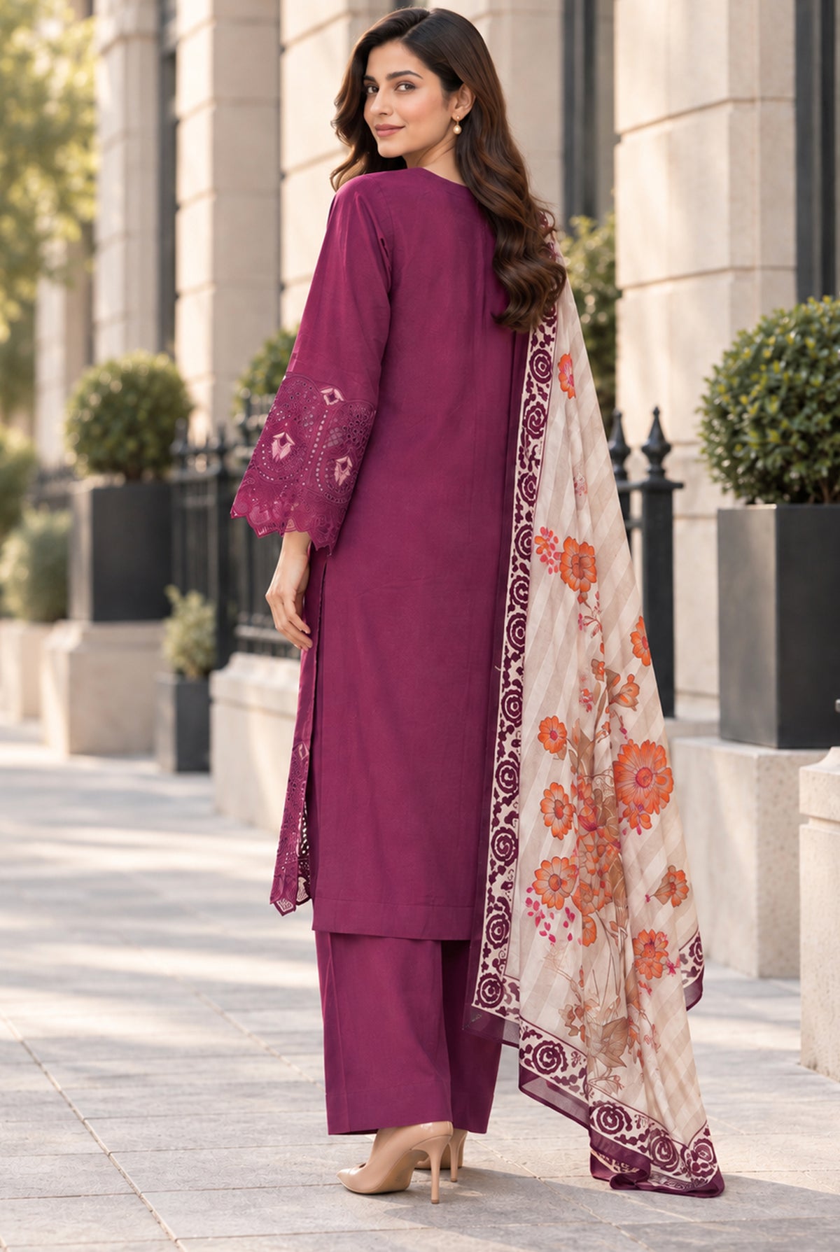 Purple Embroidered Karandi Winter Collection 3PC