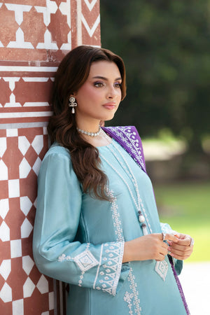Elegant blue Sheesha silk 3 piece suit for ladies from BuraqStore Pakistan