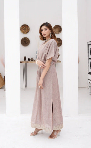 Simple Lilac Kaftan Design Pakistani