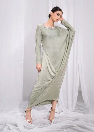Soft Powder Mint Draped Shirt – Latest Western Fashion Trend