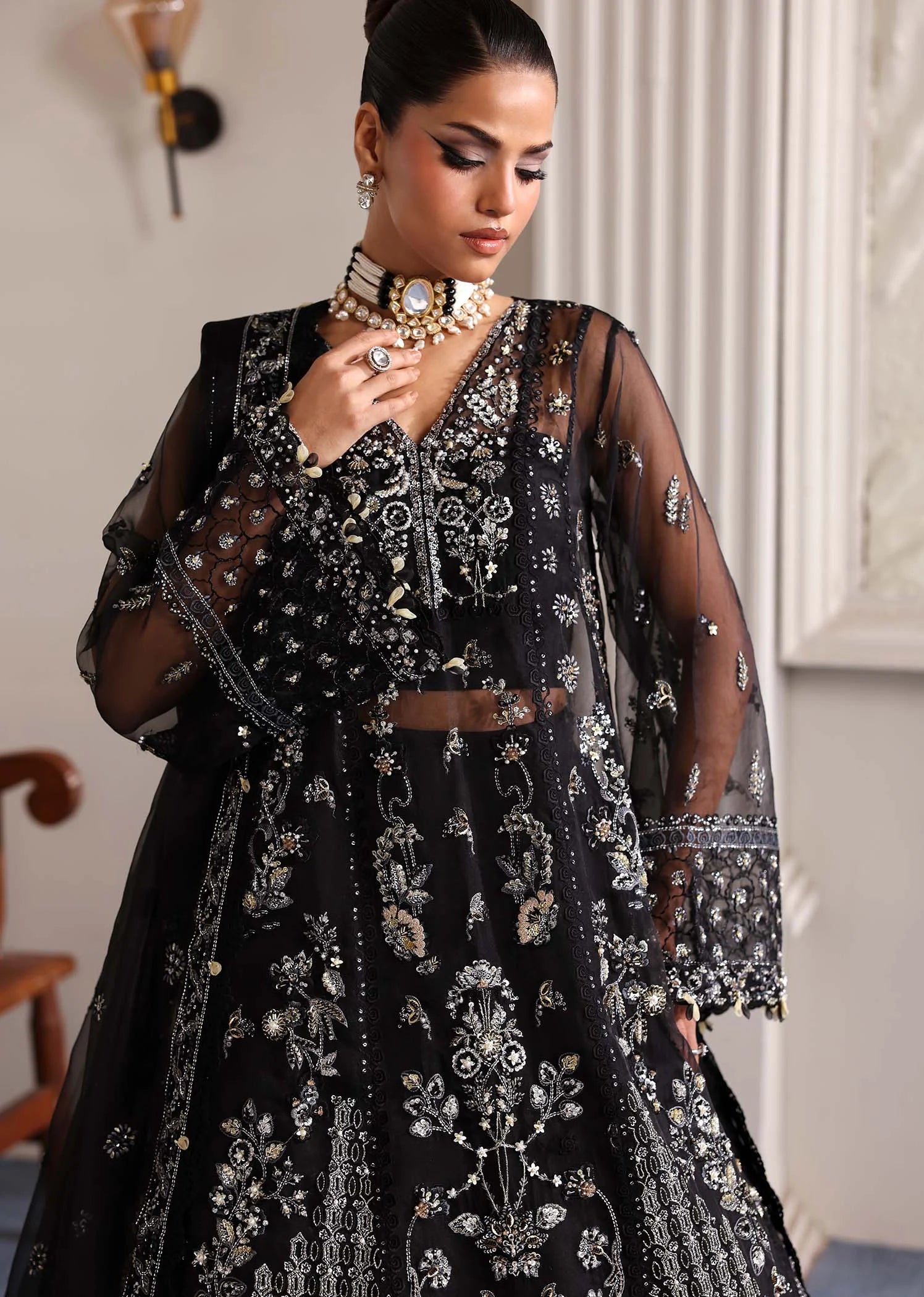 Stella Embroidered Organza Maxi 4 PCs lehnga pk