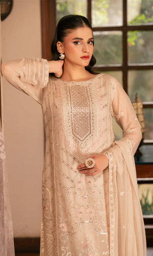 Warm Ivory Chiffon Pret 3Pcs – Shamooz Collection For Wedding
