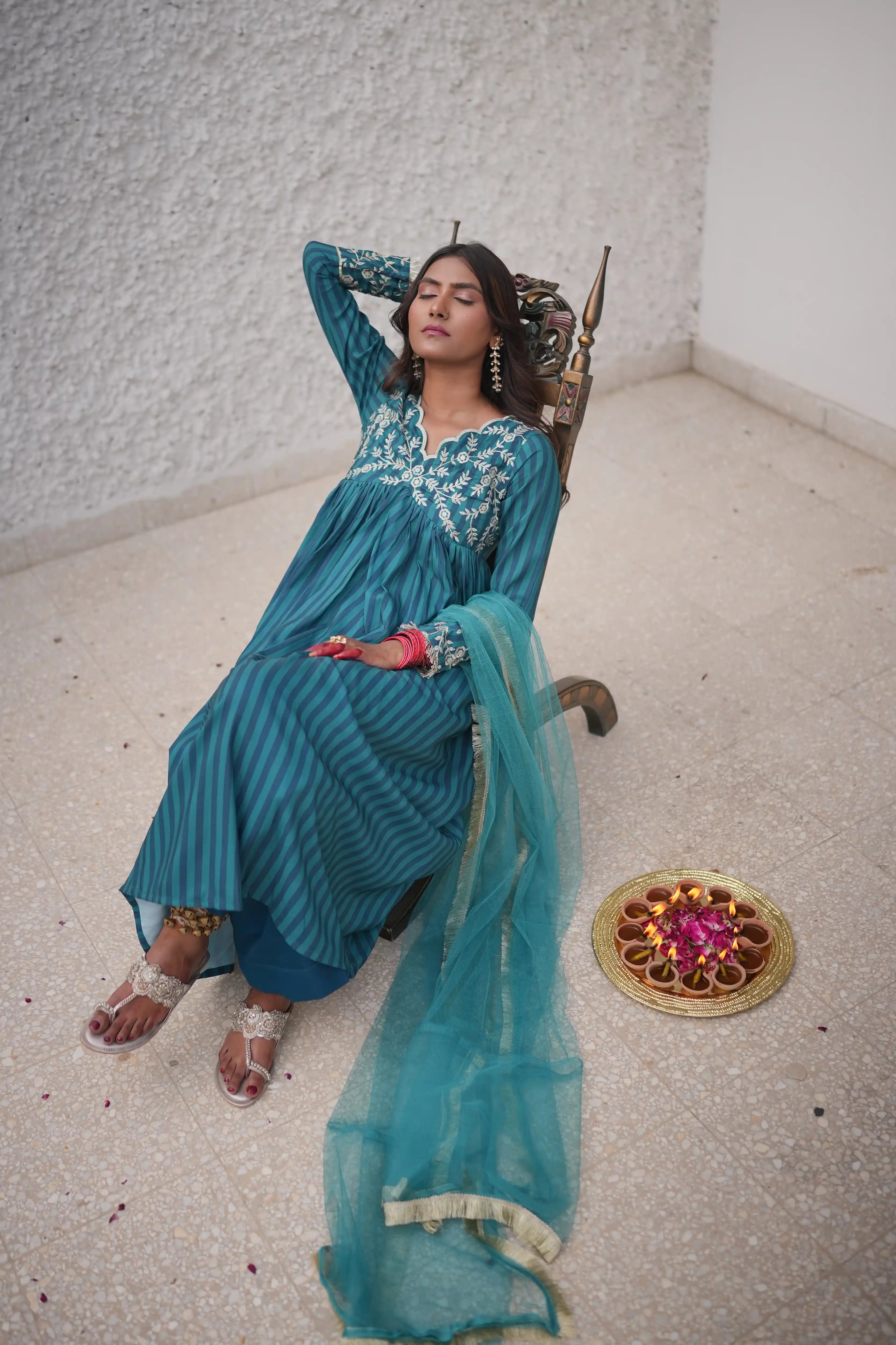 Wedding Embroidered Poly Lawn Long Frock Design for Girls Pret 2 PCs