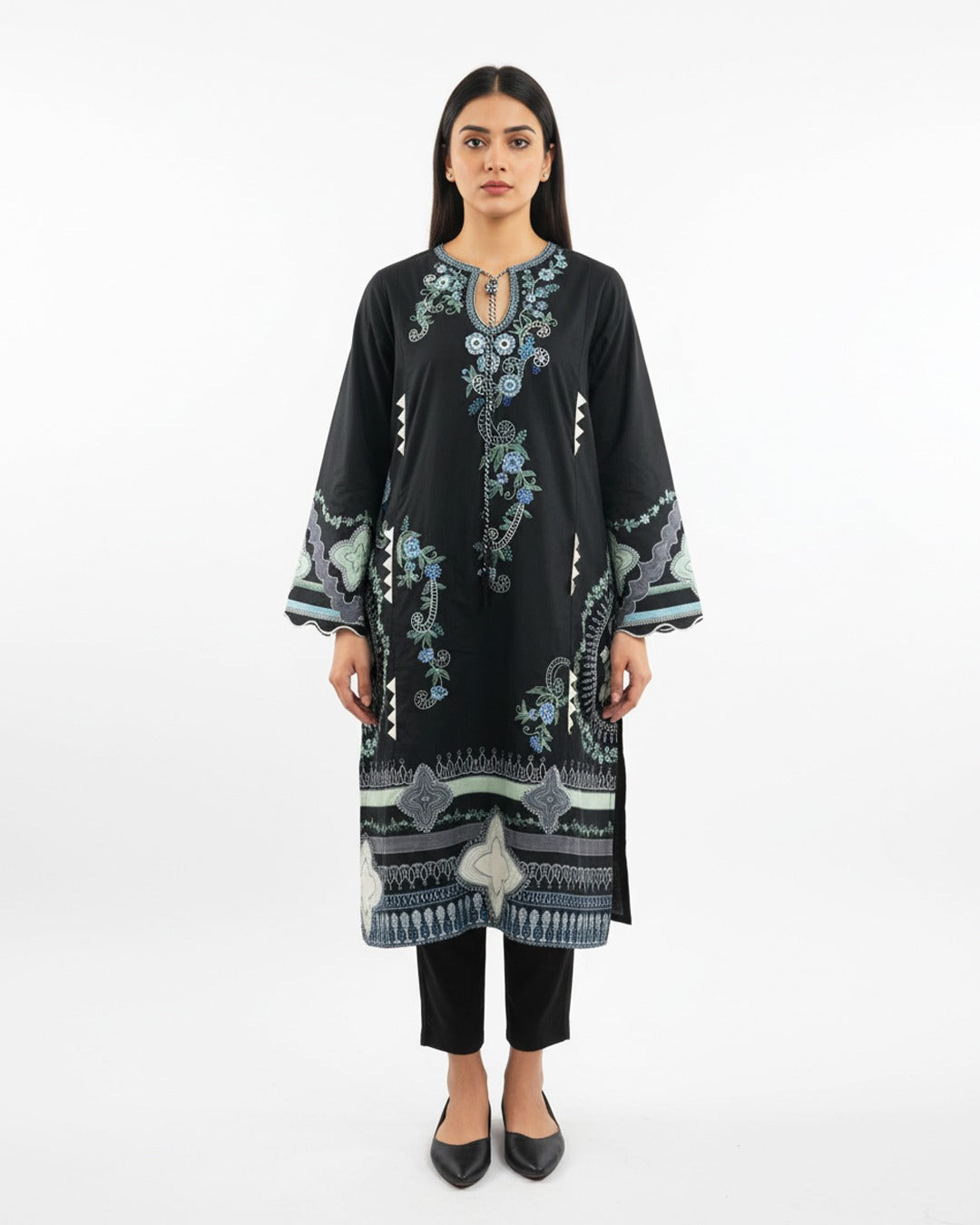 Midnight Noir Embroidered Cotton 1-Piece