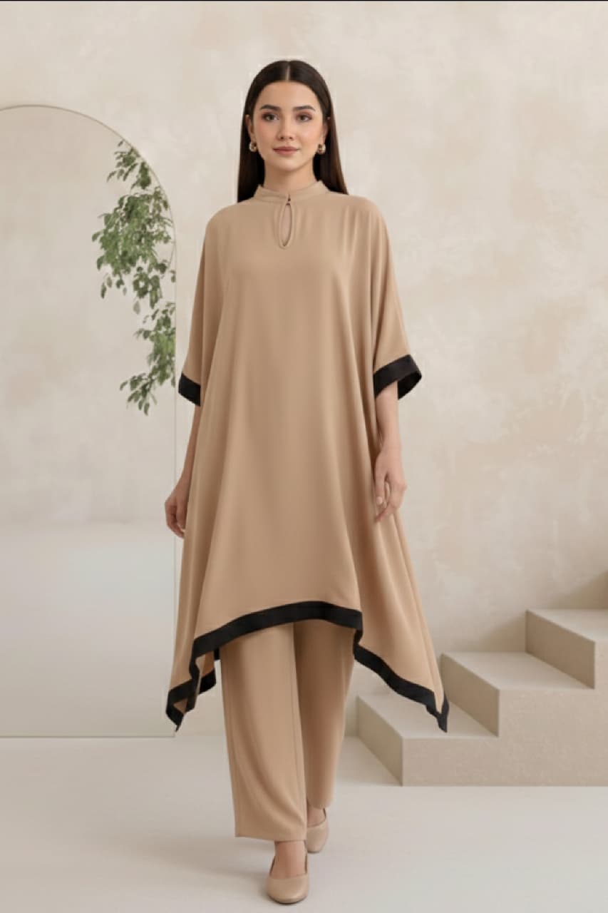 Sand Kaftan Drape Co Ord Set
