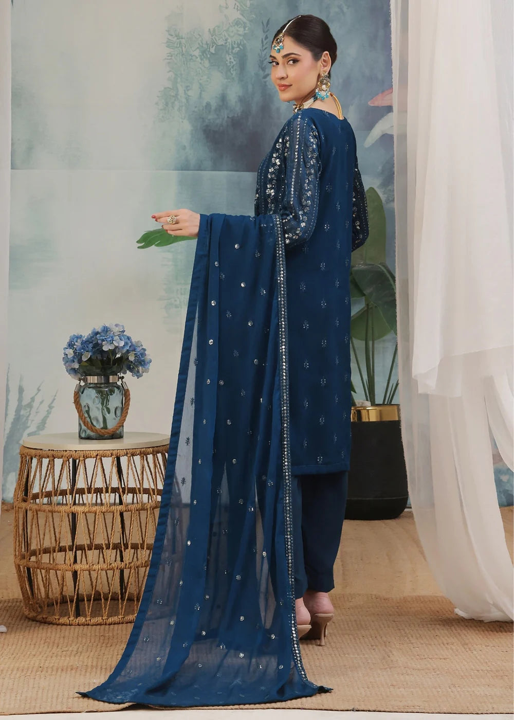 Chandni Peacock Embroidered Chiffon Pret 3 Pcs