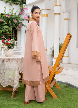 Women wearing co ord set for women, close-up of the dori and lace detail on the cotton top, Buraqstore