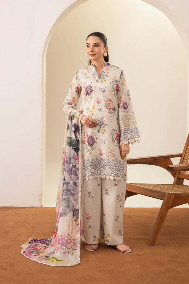 Woman wearing a Meerak winter collection Chikankari suit from Buraq Store