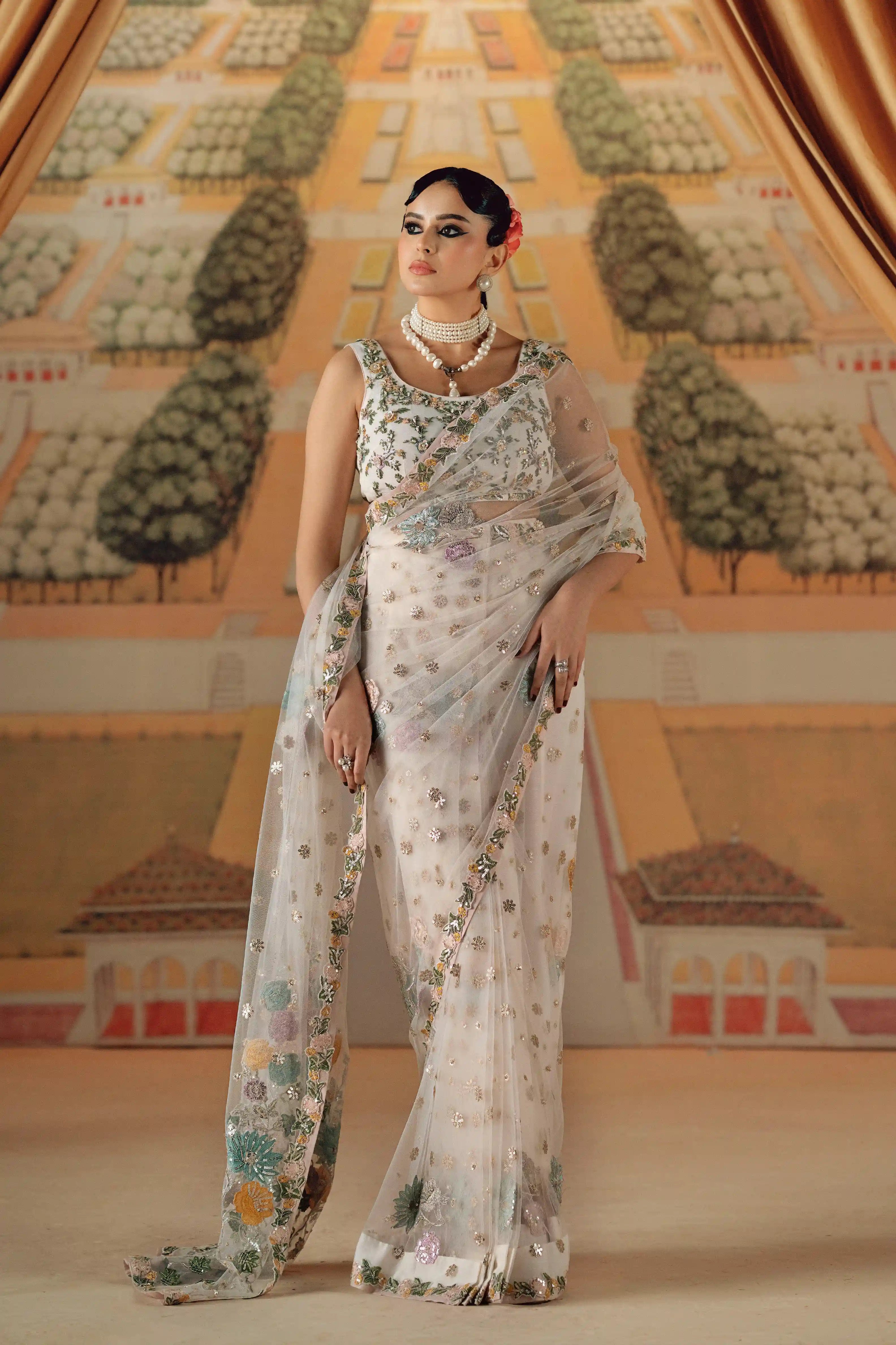 Mu dikhai Embroidered Net Pret 3Pcs