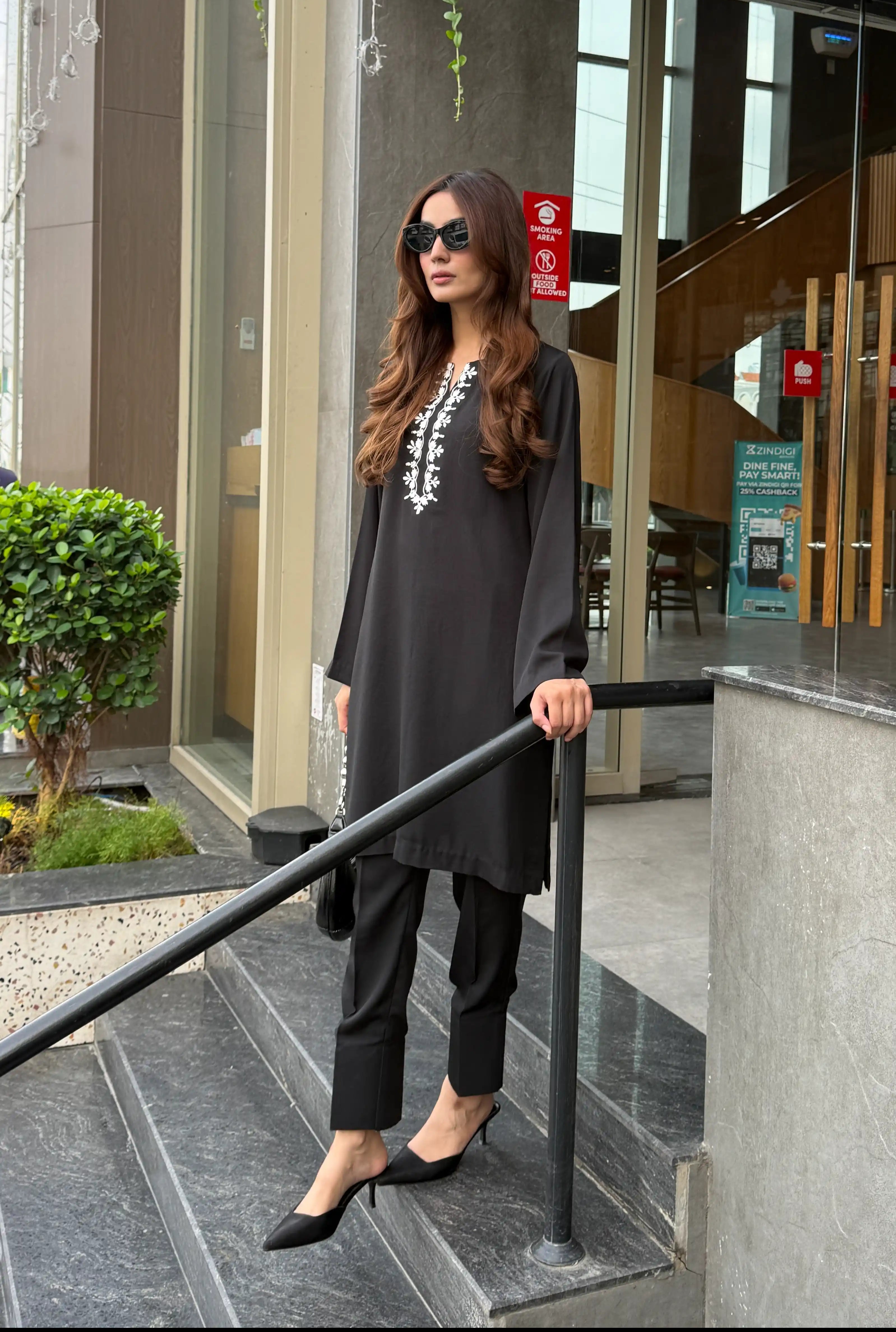 Black Georgette Co-ord Set 2 PCs