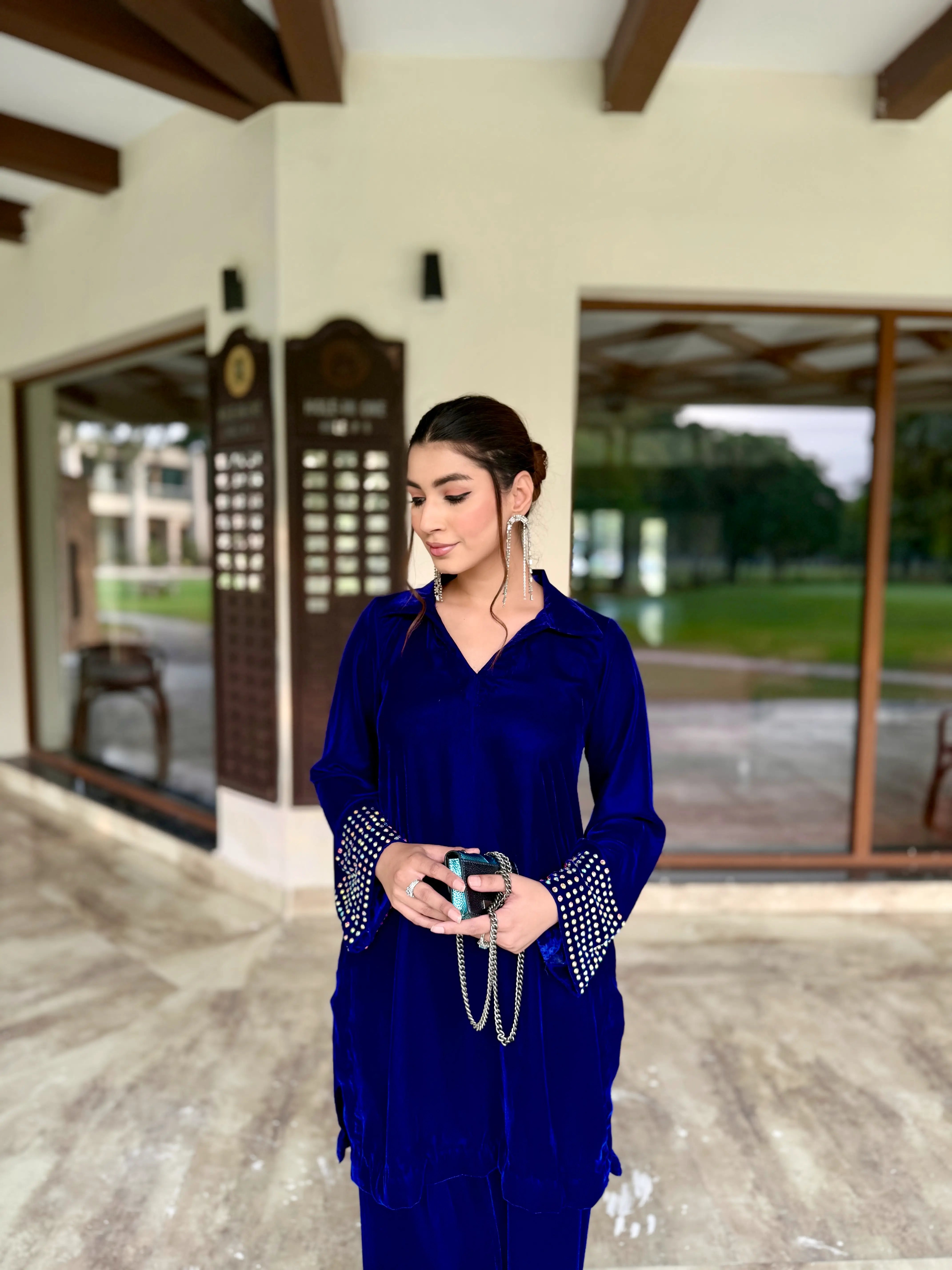 SF - 295 Royal Blue Velvet Pret 2Pcs