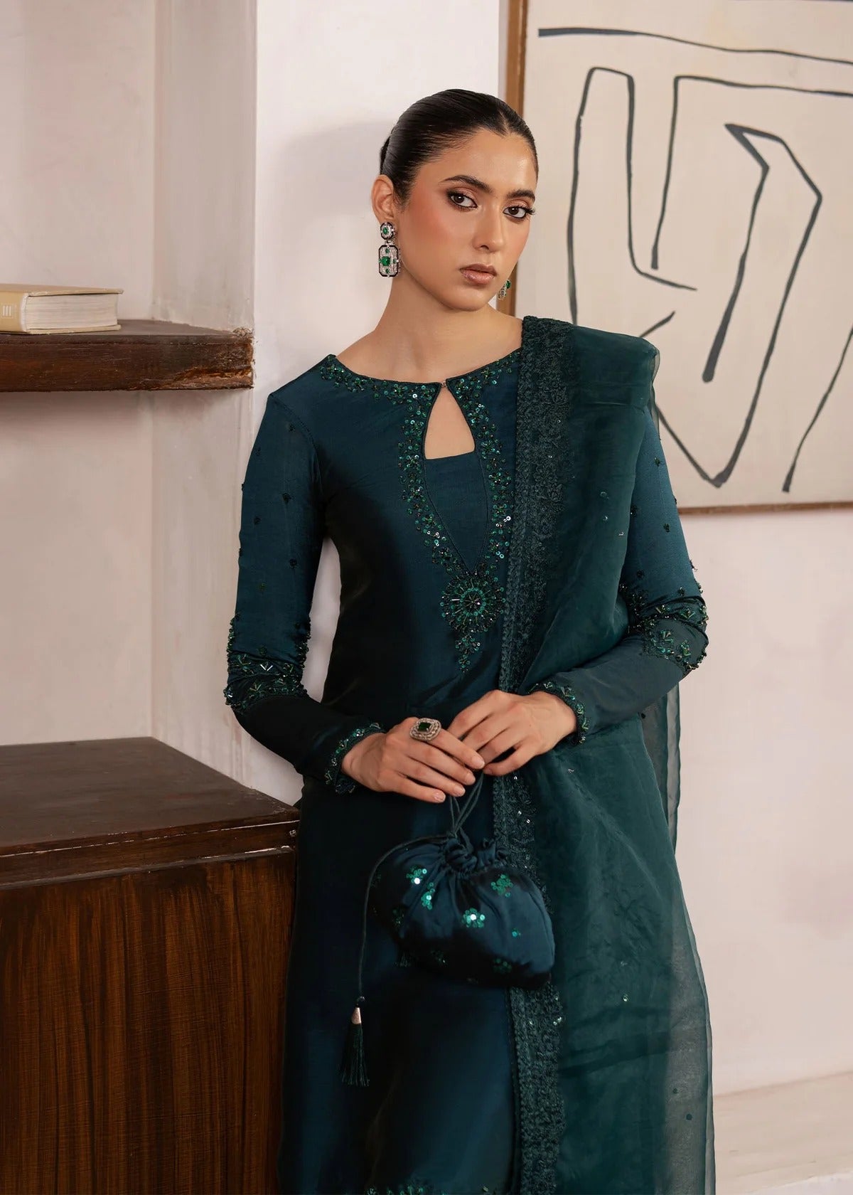 Raya Embroidered Tissue Silk Pret 3Pcs