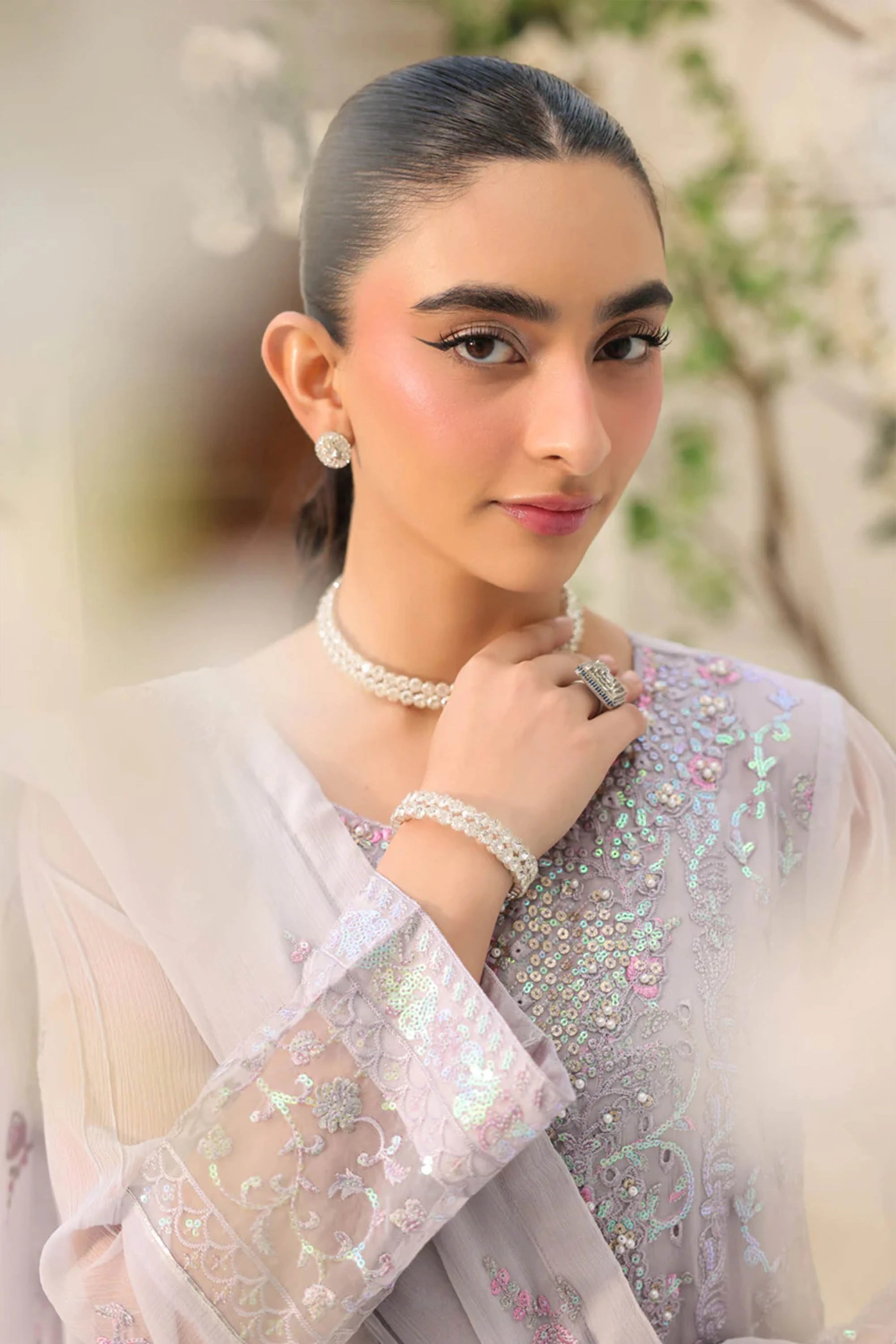 Lilac Ash Embroidered Chiffon 3PCs