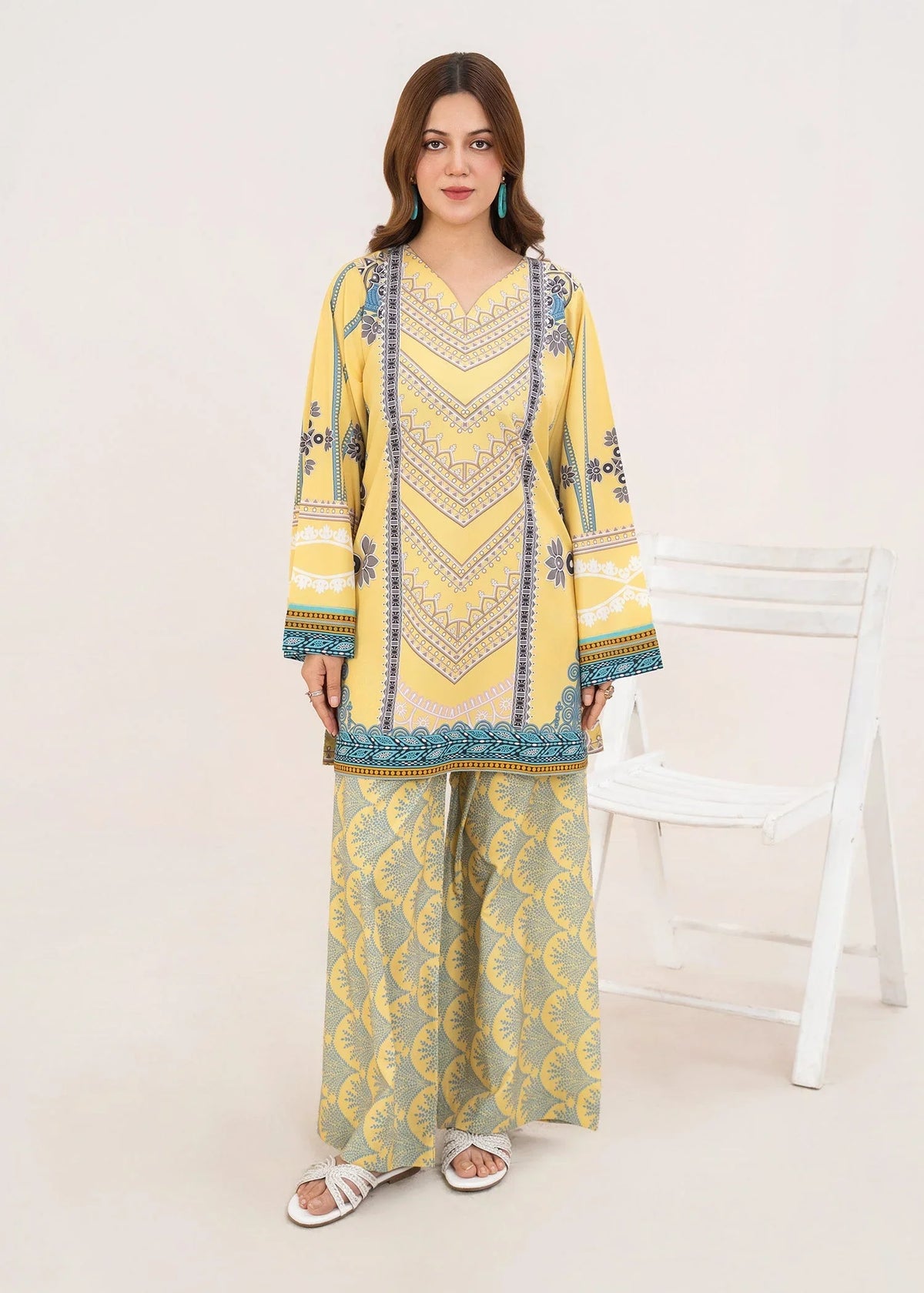 Yellow Printed 2 Piece Co Ord Set Pakistan